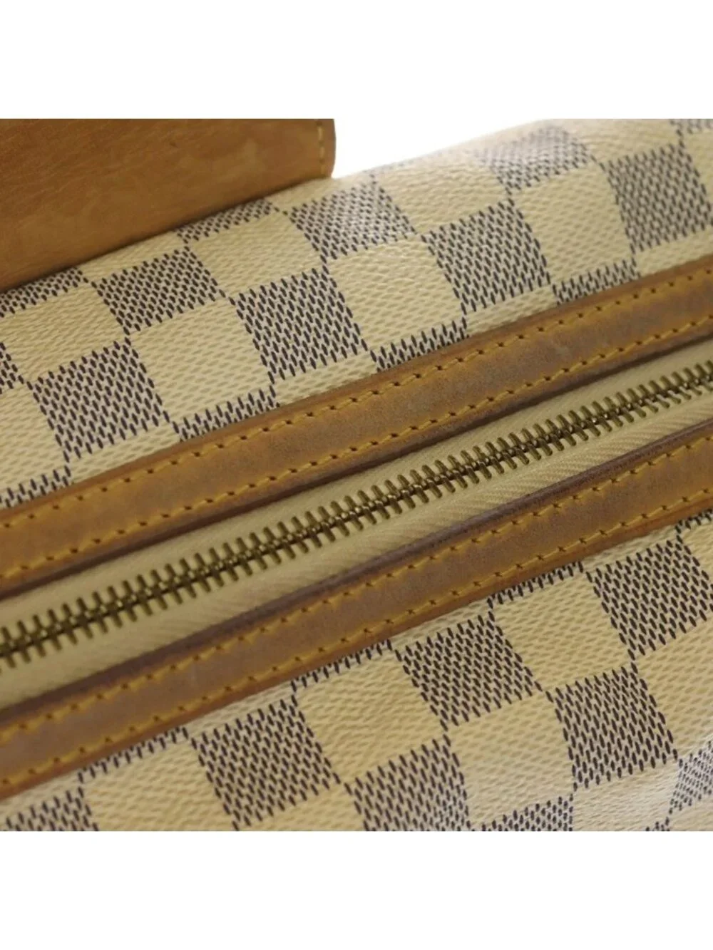Louis Vuitton Damier Azur Strethe GM Handbag Ivory Brown Leather Gold